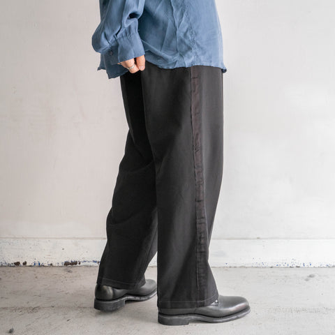 1990s Italian military black color side line dress pants -light weight-