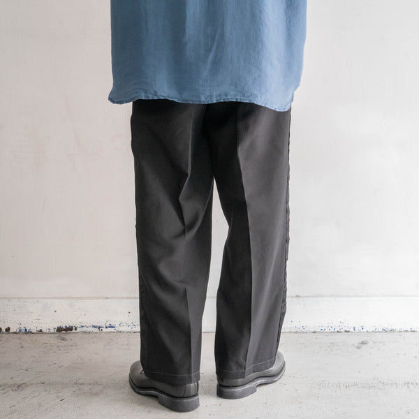 1990s Italian military black color side line dress pants -light weight-