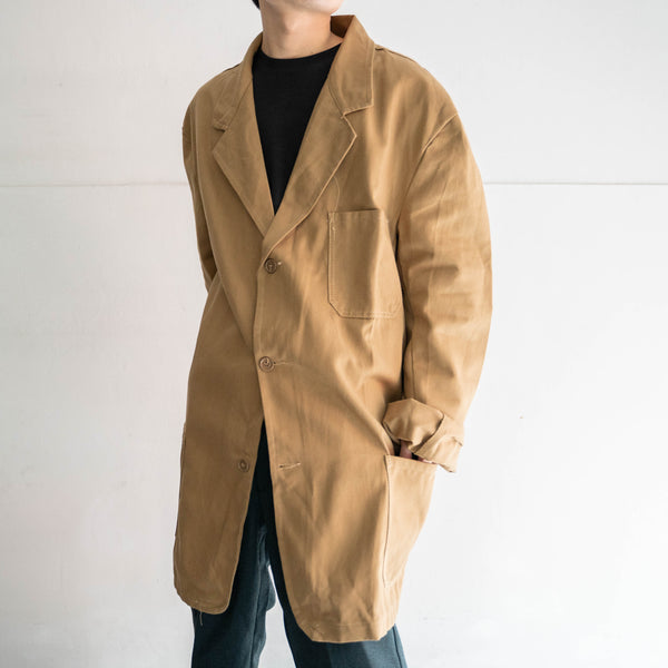 1960-70s Italy light brown work coat -big size- 'dead stock'