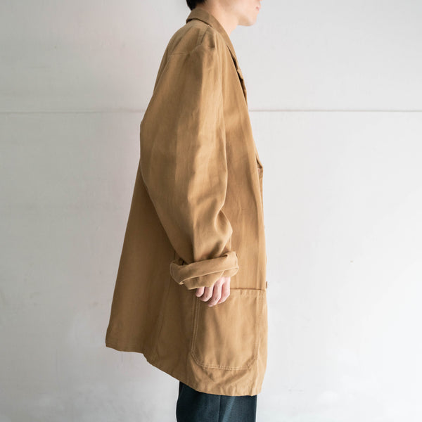 1960-70s Italy light brown work coat -big size- 'dead stock'