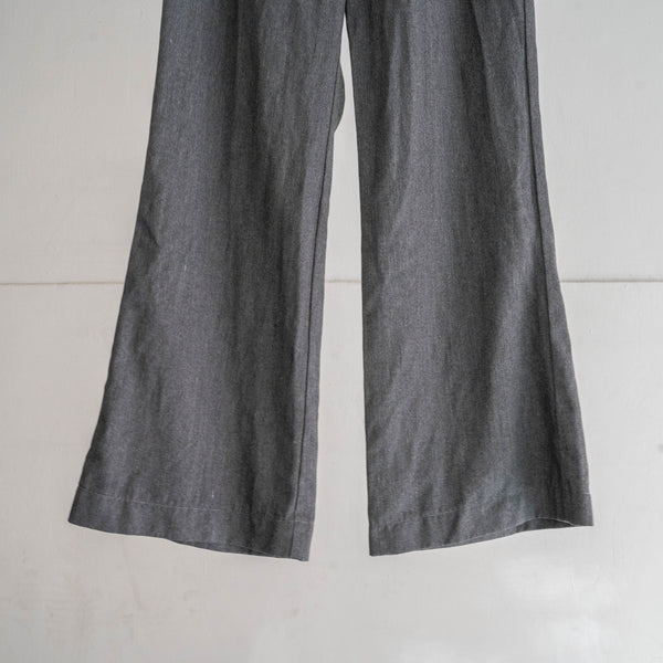 around 1980s British military cotton × poly bell-bottom dress pants -black dyed- 'dead stock'