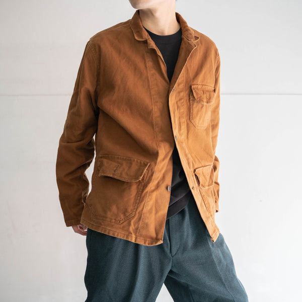around 1970s Europe brown cotton open collar work jacket