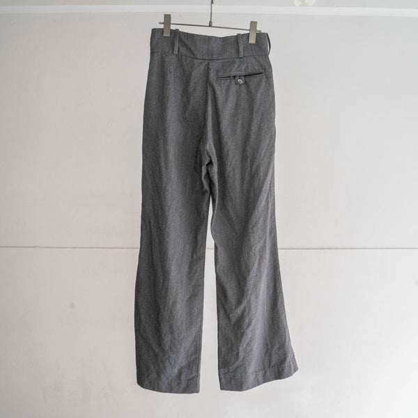 around 1980s British military cotton × poly bell-bottom dress pants -black dyed- 'dead stock'