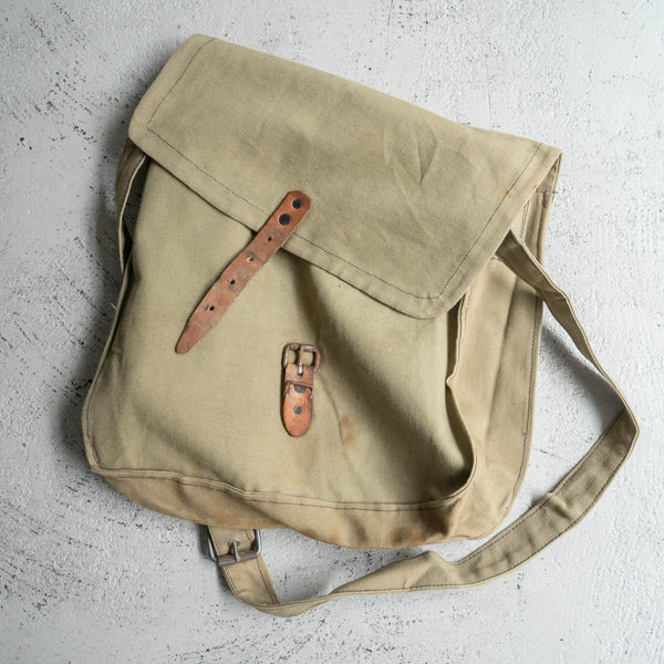 1940-50s Bulgarian military cotton shoulder bag 'beige & green'