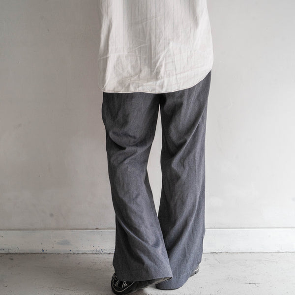 around 1980s British military cotton × poly bell-bottom dress pants -black dyed- 'dead stock'