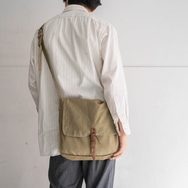 1940-50s Bulgarian military cotton shoulder bag 'beige & green'