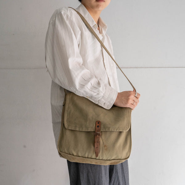 1940-50s Bulgarian military cotton shoulder bag 'beige & green'