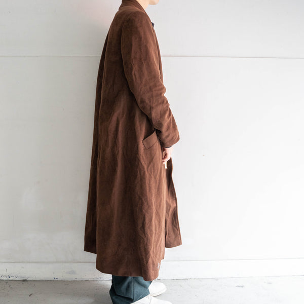1970-80s USA brown fake suede long HAORI coat
