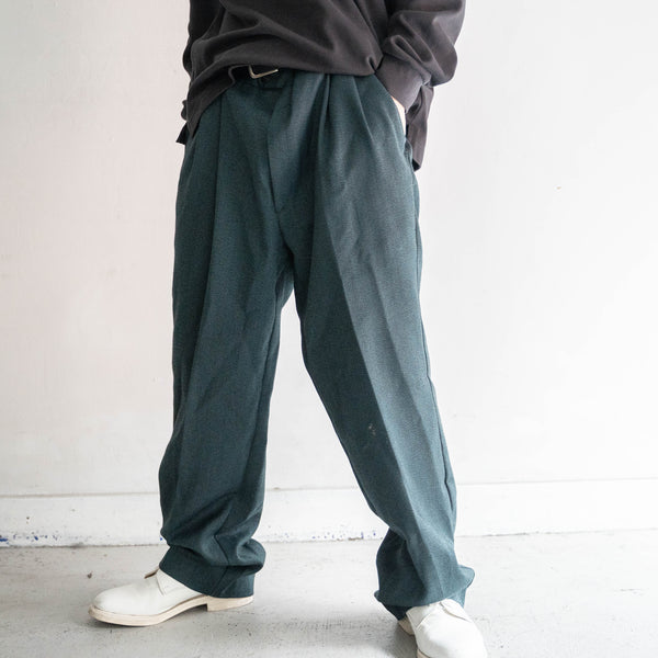1980s France green chambray 2 tuck slacks