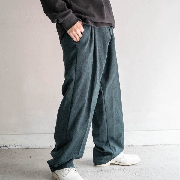 1980s France green chambray 2 tuck slacks