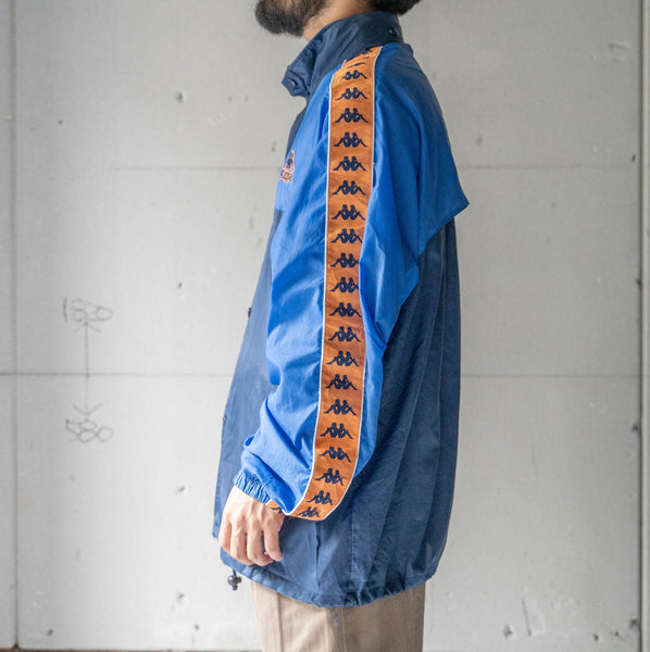 1990s 'KAPPA' blue×navy×orange sleeve line design nylon jacket