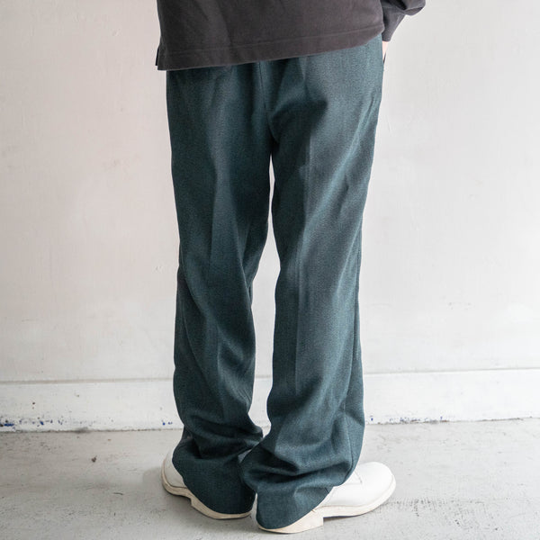 1980s France green chambray 2 tuck slacks