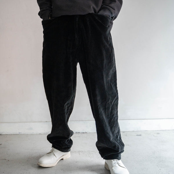 1970-80s Italy black velour tapered pants -great fabric-