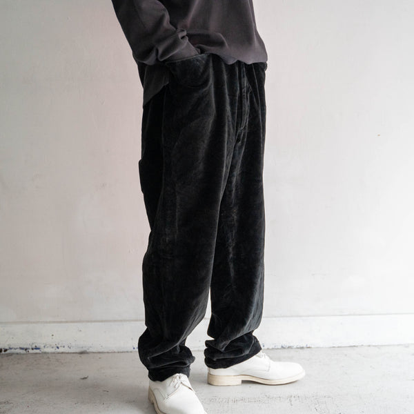 1970-80s Italy black velour tapered pants -great fabric-