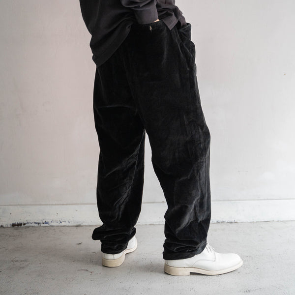 1970-80s Italy black velour tapered pants -great fabric-