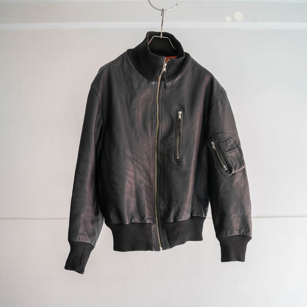 1980-00s German military pilot leather jacket -black color- -1