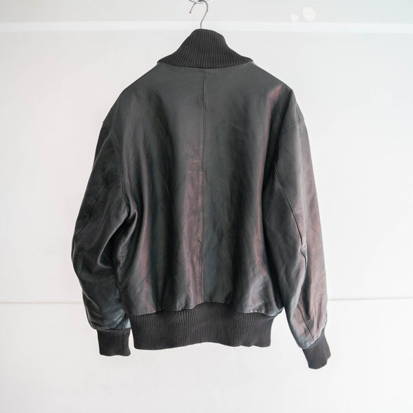 1980-00s German military pilot leather jacket -black color- -1