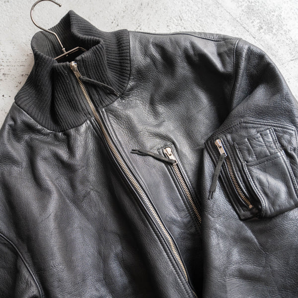1980-00s German military pilot leather jacket -black color- -1