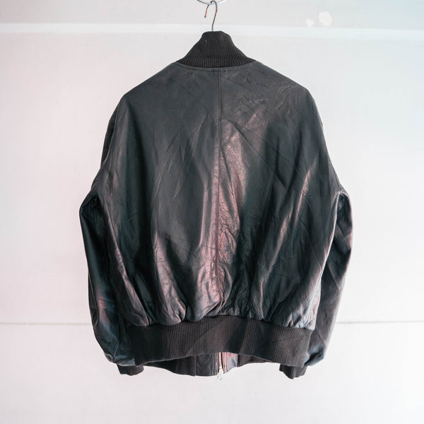 1980-00s German military pilot leather jacket -black color- -3