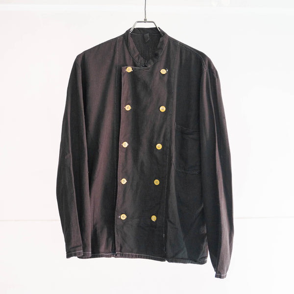 1970-80s German military double breasted chef jacket 'dead stock' -black dyed-