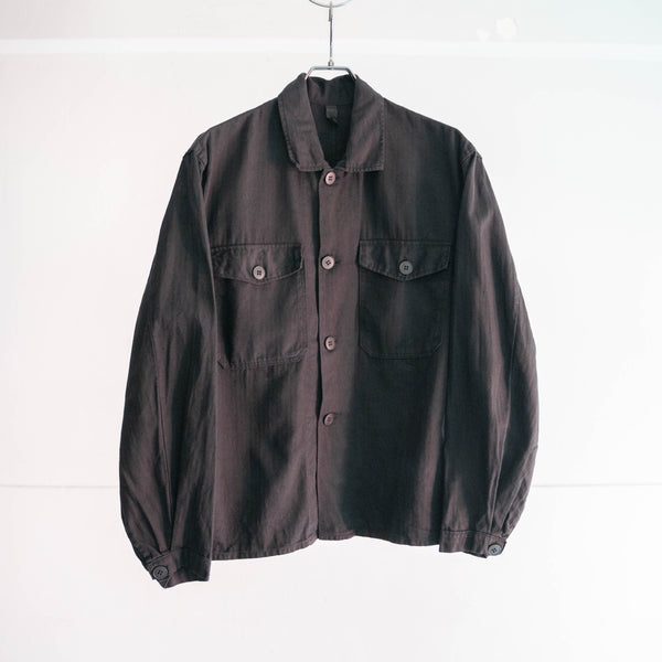 1960s Germany HBT short work jacket 'dead stock' -black dyed-