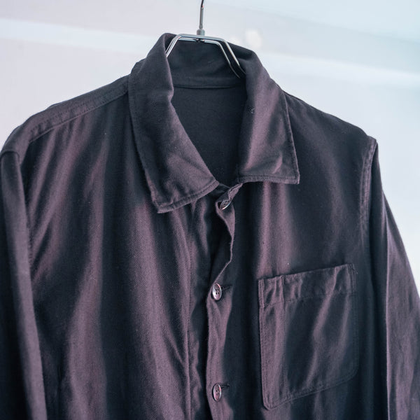 1950-60s France cotton twill work jacket 'dead stock' -black dyed-