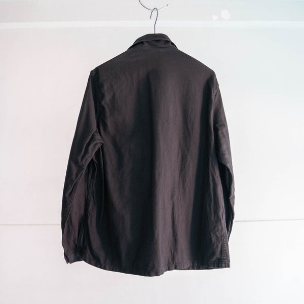 1950-60s France cotton twill work jacket 'dead stock' -black dyed-