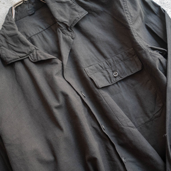 1970-80s Europe military work shirt 'dead stock' -black dyed-
