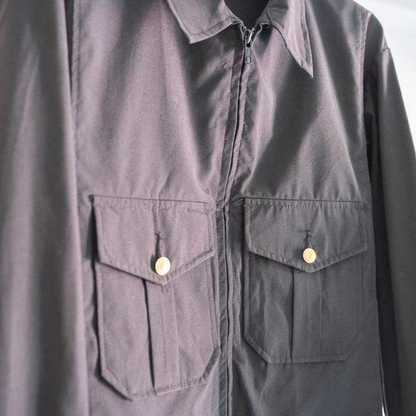 1980-90s US police dark navy color cotton × poly short length work jacket "sun fade"