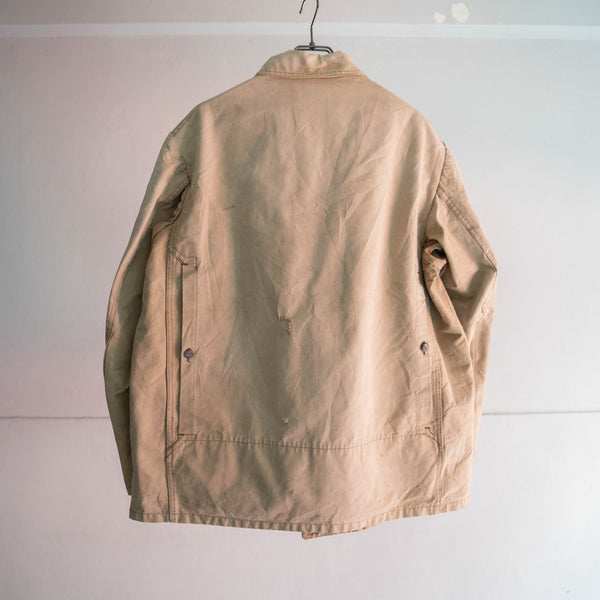 1950-60s France cotton canvas hunting jacket -super fade-