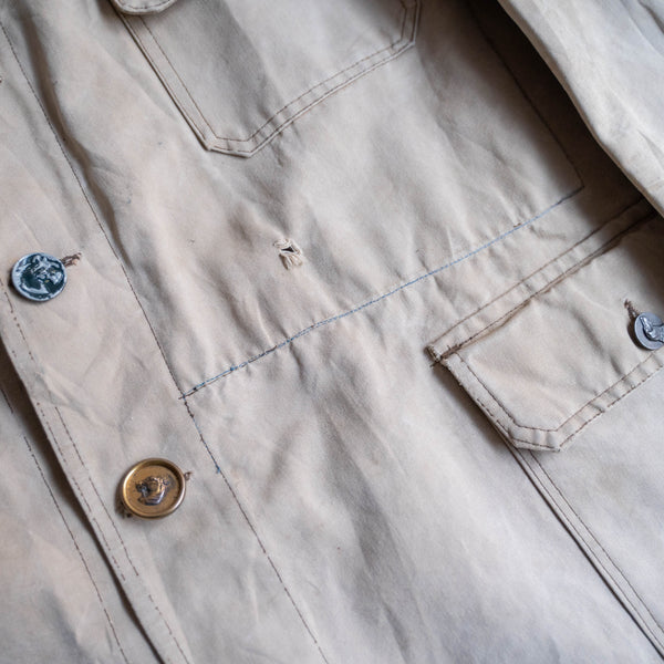 1950-60s France cotton canvas hunting jacket -super fade-