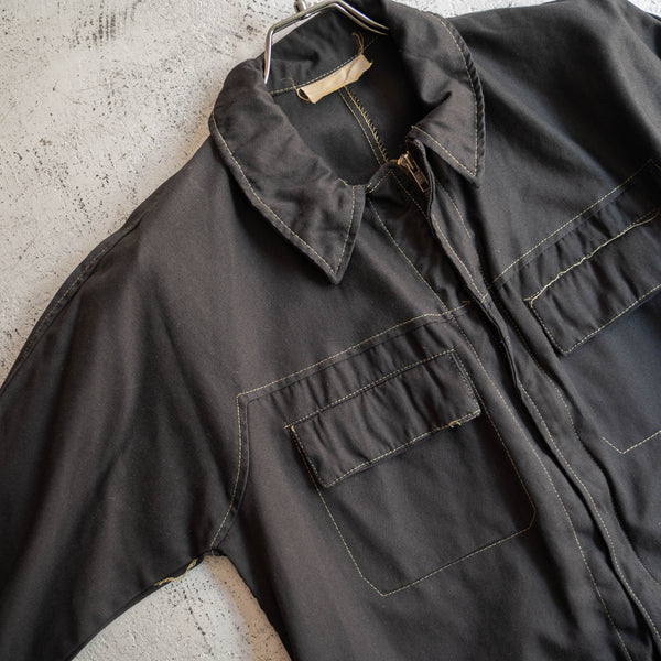 1970-80s Italian military 2 pockets short jacket 'dead stock' -black dyed-