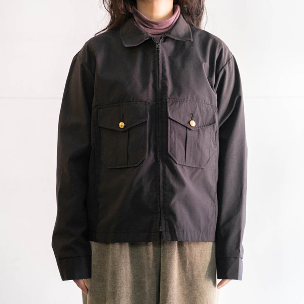 1980-90s US police dark navy color cotton × poly short length work jacket "sun fade"