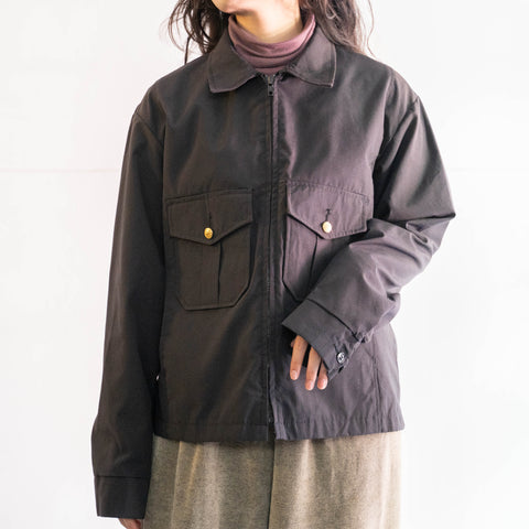 1980-90s US police dark navy color cotton × poly short length work jacket "sun fade"