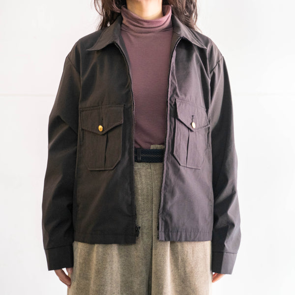 1980-90s US police dark navy color cotton × poly short length work jacket "sun fade"