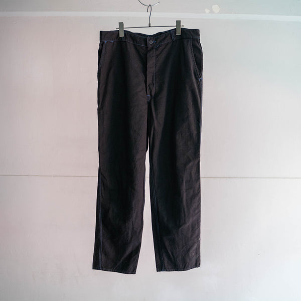 1970-80s France cotton twill work pants 'dead stock' -black dyed-