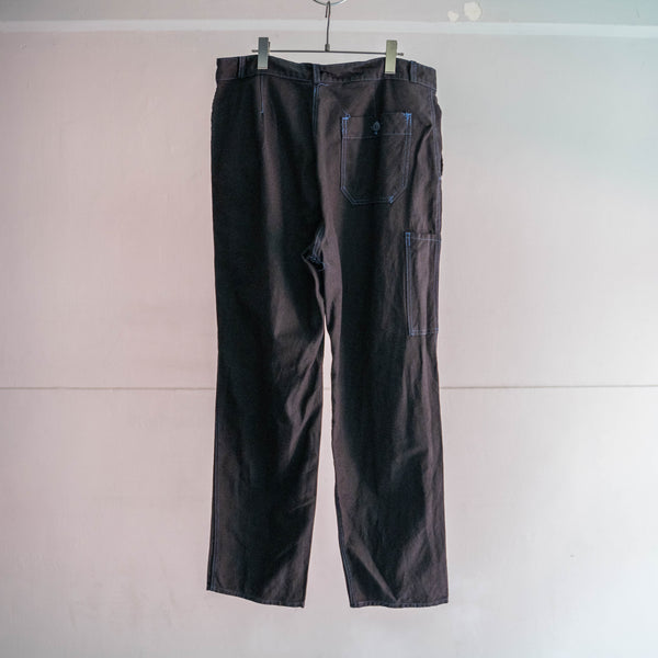 1970-80s France cotton twill work pants 'dead stock' -black dyed-