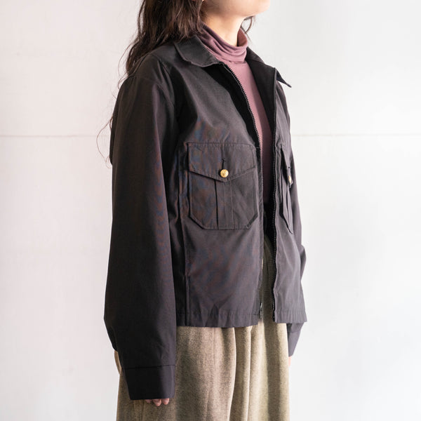 1980-90s US police dark navy color cotton × poly short length work jacket "sun fade"