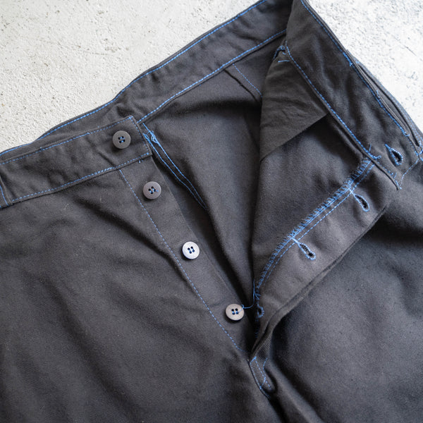 1970-80s France cotton twill work pants 'dead stock' -black dyed-