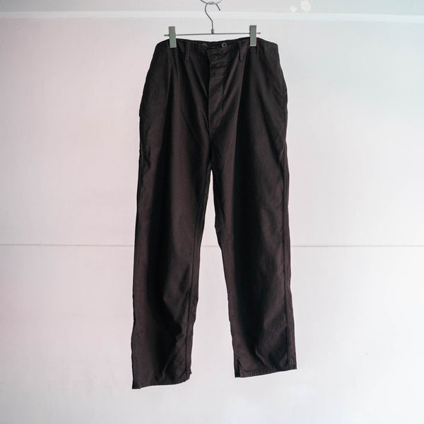 around 1970s Germany HBT work pants with cinch back 'dead stock' -black dyed-