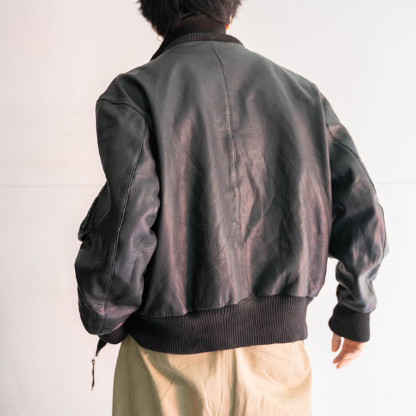 1980-00s German military pilot leather jacket -black color- -1
