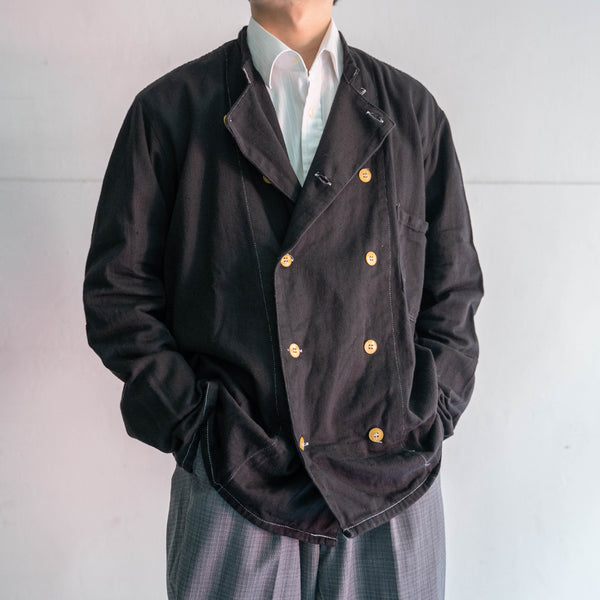1970-80s German military double breasted chef jacket 'dead stock' -black dyed-