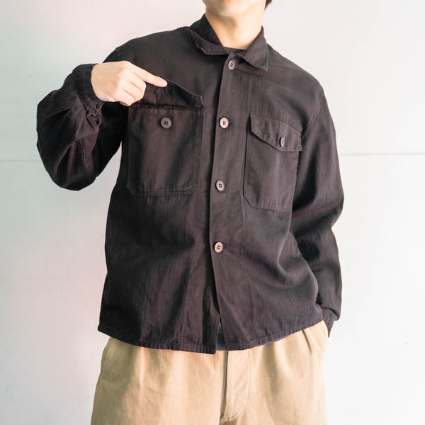 1960s Germany HBT short work jacket 'dead stock' -black dyed-