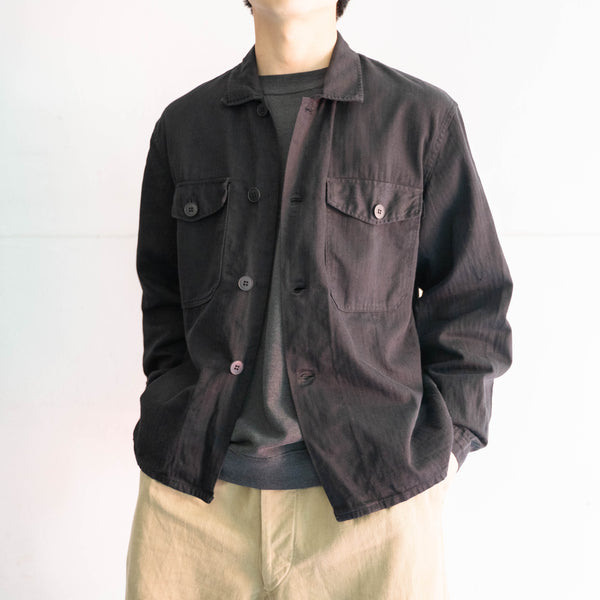 1960s Germany HBT short work jacket 'dead stock' -black dyed-