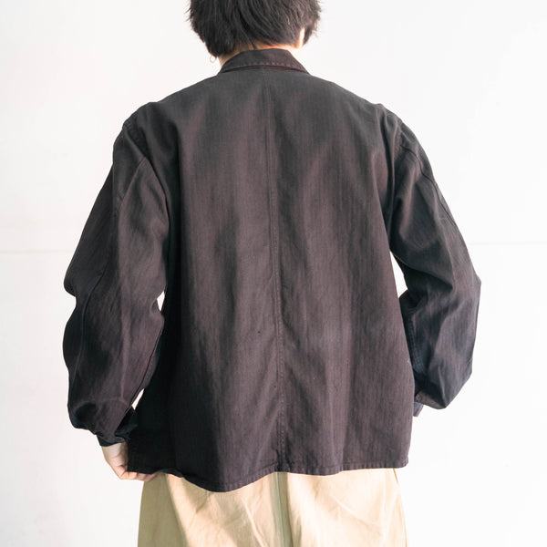 1960s Germany HBT short work jacket 'dead stock' -black dyed-