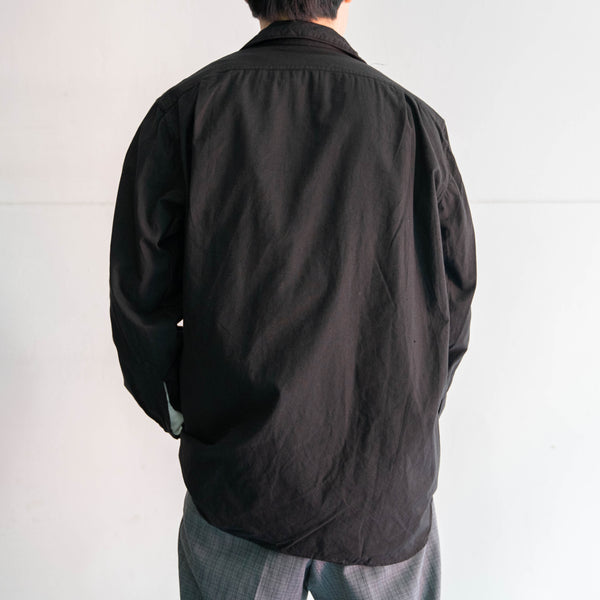 1970-80s Europe military work shirt 'dead stock' -black dyed-