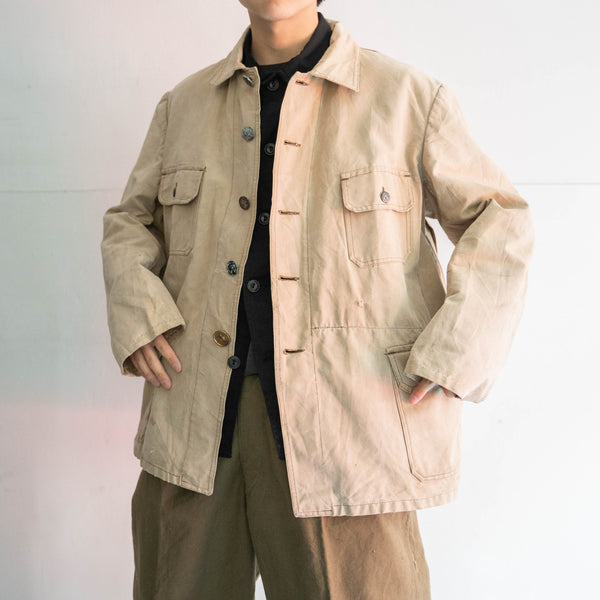 1950-60s France cotton canvas hunting jacket -super fade-