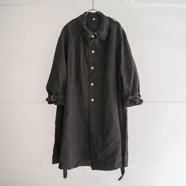1930-40s French military M35 motorcycle coat -black dyed- 'dead stock'