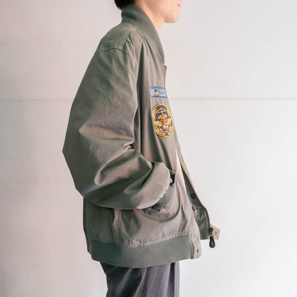 1970-80s Italian military green flight jacket with patches
