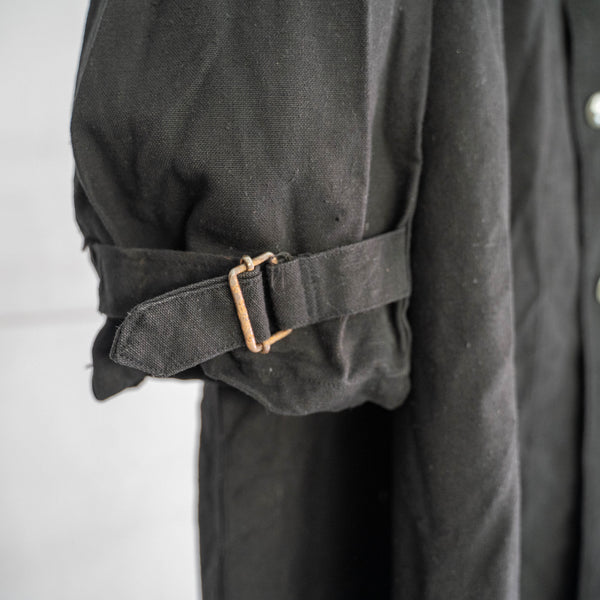 1930-40s French military M35 motorcycle coat -black dyed- 'dead stock'